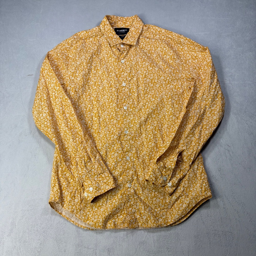 Bonobos Liberty Fabric Italian Shirting mens size M Slim Fit Floral  Yellow